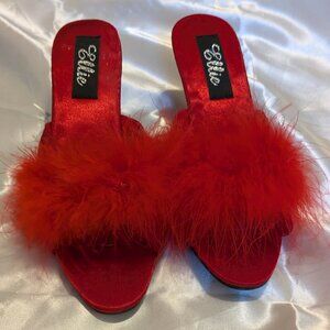 Ellie Sasha Marabou feather slipper size 7